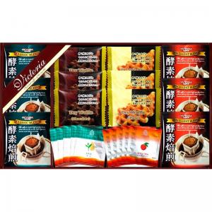 ビクトリア珈琲 酵素焙煎ドリップコーヒー&旨み紅茶・ドライワッフルセット VMD-25