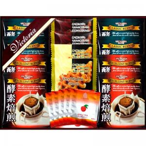 ビクトリア珈琲 酵素焙煎ドリップコーヒー&旨み紅茶・ドライワッフルセット VMD-20
