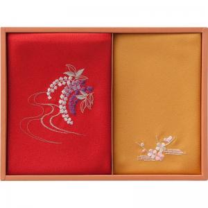 洛北 刺繍入り二巾風呂敷&刺繍入り金封包み 赤 H018A