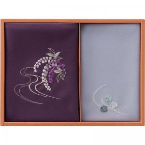 洛北 刺繍入り二巾風呂敷&刺繍入り金封包み 紫 H018B