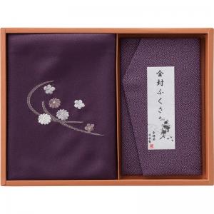 洛北 刺繍入り二巾風呂敷&金封ふくさ 紫 H023B