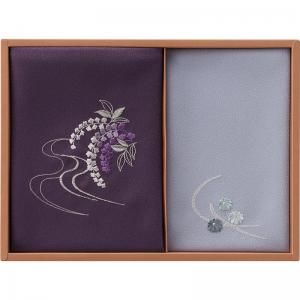 刺繍入り二巾風呂敷&刺繍入り金封包み紫 H018B[洛北]